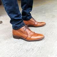 New Handmade Pure Brown Leather Ankle Boots for Men's - Thumbnail 4