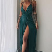 SP1461,Sexy Green V-neck Sheath Long Full Length Evening Party Gown,Prom Dress - Thumbnail 1