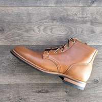 New Handmade Pure Brown Leather Ankle Boots for Men's - Thumbnail 1