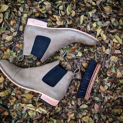 New handmade gray suede pure leather ankle boots for men's