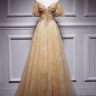 Sp1463,elegant yellow lace applique off the shoulder sheath prom dresses with beaded - Thumbnail 5