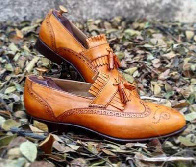 New Handmade Pure Tan Leather Stylish Loafer Shoes for Men's