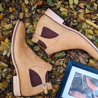 New Handmade Beige Suede Pure Leather Ankle Boots for Men's - Thumbnail 1