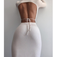 Long Sleeve Sexy Halter Tight Dress - Thumbnail 2