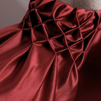 Burgundy satin long prom dress evening dress - Thumbnail 3