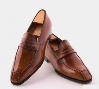 Best Loafers Shoes Mens Handmade Brown Leather Christmas Shoes