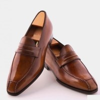 Best Loafers Shoes Mens Handmade Brown Leather Christmas Shoes - Thumbnail 1