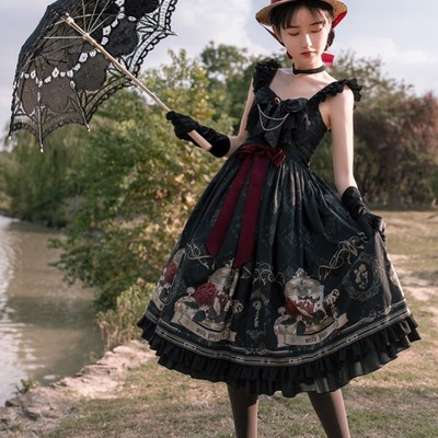 Vintage victorian lolita black gothic dress - Thumbnail 3