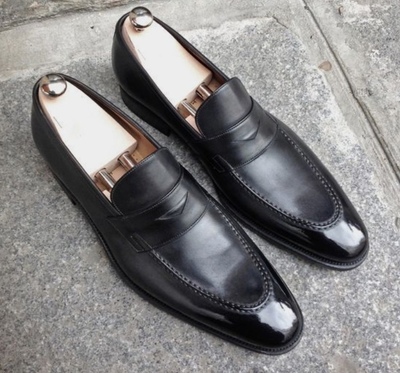New Black Handmade Moccasin Genuine Leather Office Shoes