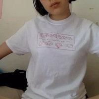 White Nervous Animal Graphic Cartoon Print Loose Oversized Short Sleeve T-shirt Top Summer Causal E-Girl Kawaii Korean Japanese Harajuku Streetwear - Thumbnail 2