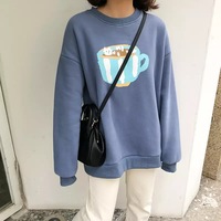 Dumpling Ramen Food Cartoon Print Loose Oversized Long Sleeve Sweatshirt Sweater Pullover Causal E-Girl Kawaii Korean Japanese Harajuku Streetwear - Thumbnail 2