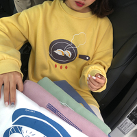 Dumpling Ramen Food Cartoon Print Loose Oversized Long Sleeve Sweatshirt Sweater Pullover Causal E-Girl Kawaii Korean Japanese Harajuku Streetwear - Thumbnail 5