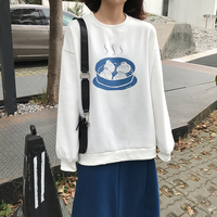 Dumpling Ramen Food Cartoon Print Loose Oversized Long Sleeve Sweatshirt Sweater Pullover Causal E-Girl Kawaii Korean Japanese Harajuku Streetwear - Thumbnail 7