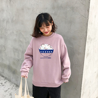 Dumpling Ramen Food Cartoon Print Loose Oversized Long Sleeve Sweatshirt Sweater Pullover Causal E-Girl Kawaii Korean Japanese Harajuku Streetwear - Thumbnail 8