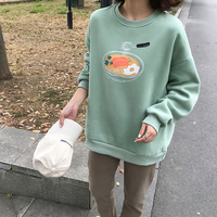 Dumpling Ramen Food Cartoon Print Loose Oversized Long Sleeve Sweatshirt Sweater Pullover Causal E-Girl Kawaii Korean Japanese Harajuku Streetwear - Thumbnail 9