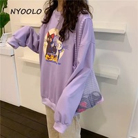 Japanese Anime Girl Cat Cartoon Print Hoodie  - Thumbnail 4