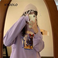 Japanese Anime Girl Cat Cartoon Print Hoodie  - Thumbnail 5