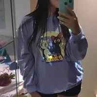 Japanese Anime Girl Cat Cartoon Print Hoodie  - Thumbnail 7