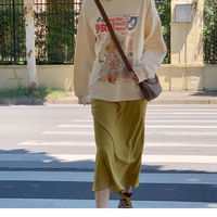 White Vintage Anime Girl Cartoon Print Graphic Long Sleeve Sweatshirt Sweater Pullover Jumper Causal E-Girl Kawaii Korean Japanese Harajuku Streetwear - Thumbnail 8