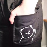Cute Black Khaki Bear Embroidery Wide Leg Pants Women Casual High Waisted Loose Long Straight Bottom E-Girl Kawaii Korean Japanese Harajuku Streetwear - Thumbnail 9