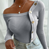 Long Sleeve Women'S Knitted Sweater Top - Thumbnail 1