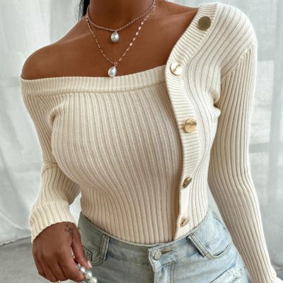 Long sleeve women's knitted sweater top