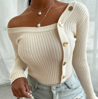 Long Sleeve Women'S Knitted Sweater Top