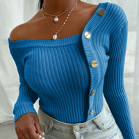 Long Sleeve Women'S Knitted Sweater Top - Thumbnail 2