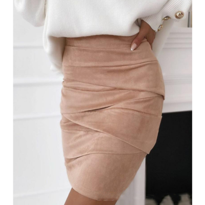 Solid color tight-fitting hip skirt