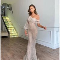 Sexy Mermaid One Shoulder See Through Long Evening Party Dresses - Thumbnail 1