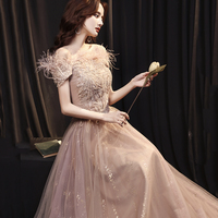 Elegant tulle lace long prom dress evening dress - Thumbnail 4
