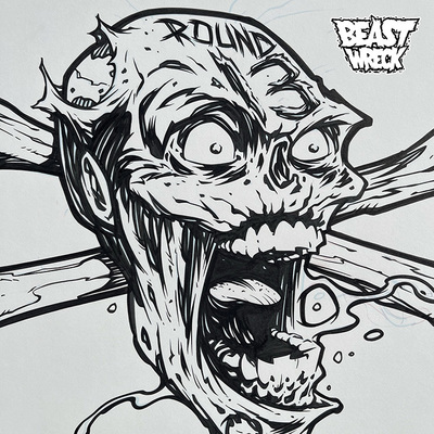 ZOMBIE CAGE FIGHTER: ROUND 13 ink artwork