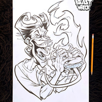EVIL BOYS EATING EVIL HAMBURGERS ink artwork - Thumbnail 1