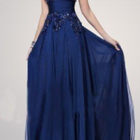 Royal Blue Chiffon Lace Prom Dresses, Graduation Party Dresses, Formal Gowns, Evening Dresses,794 - Thumbnail 1