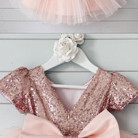 Pink Flower Girl Dresses with Sequins Top - Thumbnail 1