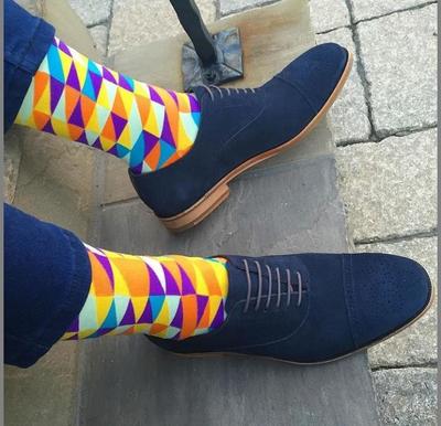 New Handmade Navy Cap Toe Shoes, Men's Brogue Shoes, Lace Up Suede Formal Shoes