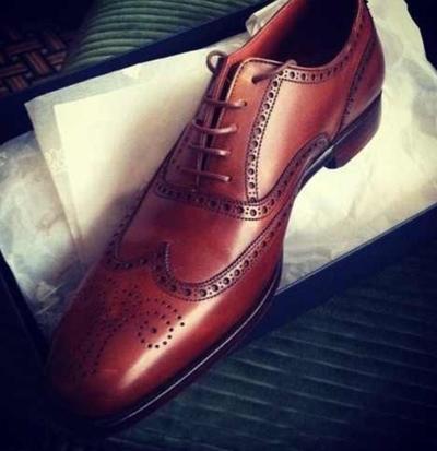 New Brown Leather Wingtip Shoes, Oxfords Lace Up Handmade Fashion Shoes