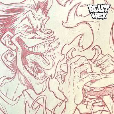 Evil boys eating evil hamburgers pencil artwork - Thumbnail 4