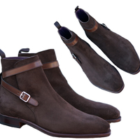Handmade New Brown Jodhpurs Ankle Suede Boots, Men's Ankle Boots Formal Boot - Thumbnail 1