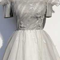 Silver tulle long ball gown dress formal dress - Thumbnail 2