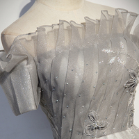 Silver tulle long ball gown dress formal dress - Thumbnail 3