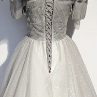 Silver tulle long ball gown dress formal dress - Thumbnail 4