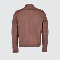 Original Sheepskin Men Leather Jacket Biker Style Brown - Thumbnail 1