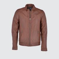 Original Sheepskin Men Leather Jacket Biker Style Brown - Thumbnail 4