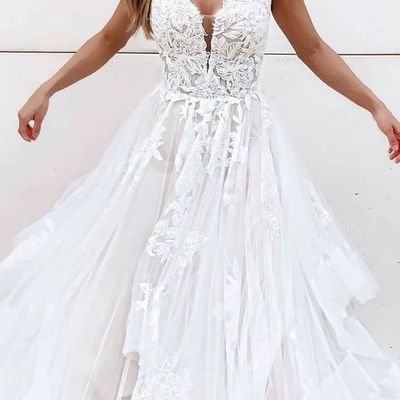 Romantic wedding dress,tulle wedding dress,appliques wedding dress,a-line wedding dress，802