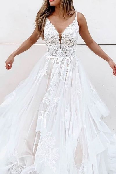 Romantic wedding dress,Tulle Wedding Dress,Appliques wedding dress,A-Line Wedding dress，802