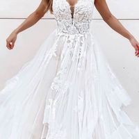 Romantic wedding dress,Tulle Wedding Dress,Appliques wedding dress,A-Line Wedding dress，802 - Thumbnail 2