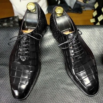 Handmade black alligator leather shoes,men dress oxford shoes - Thumbnail 2