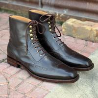 Handmade Chocolate Brown Wing Tip Leather Ankle Boots, Men's Formal Dress Boots 2021 - Thumbnail 2