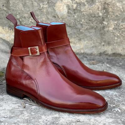 Handmade burgundy jodhpurs leather ankle boots, men's formal dress boots 2021 - Thumbnail 2
